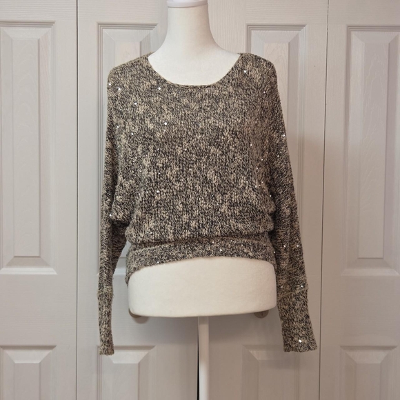 Bisou Bisou Sweaters - Y2K Black and Cream Winter Work Sweater -- Bisou Bisou, Size XS